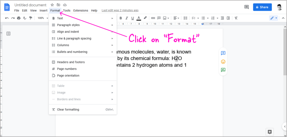 How To Do A Subscript In Google Docs In 4 Easy Steps