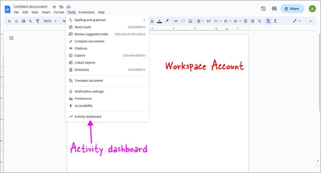 Google Docs Activity Dashboard Missing Fix