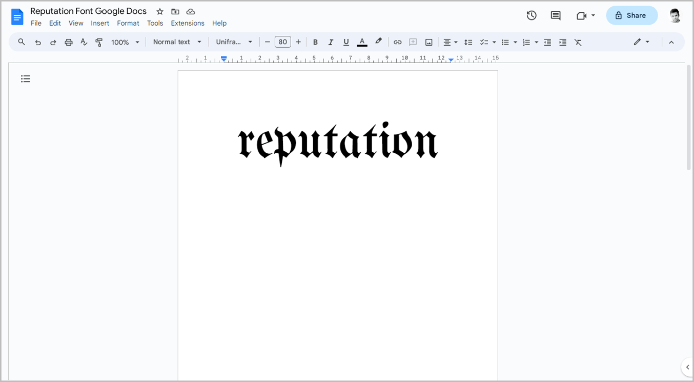 Reputation Font Google Docs