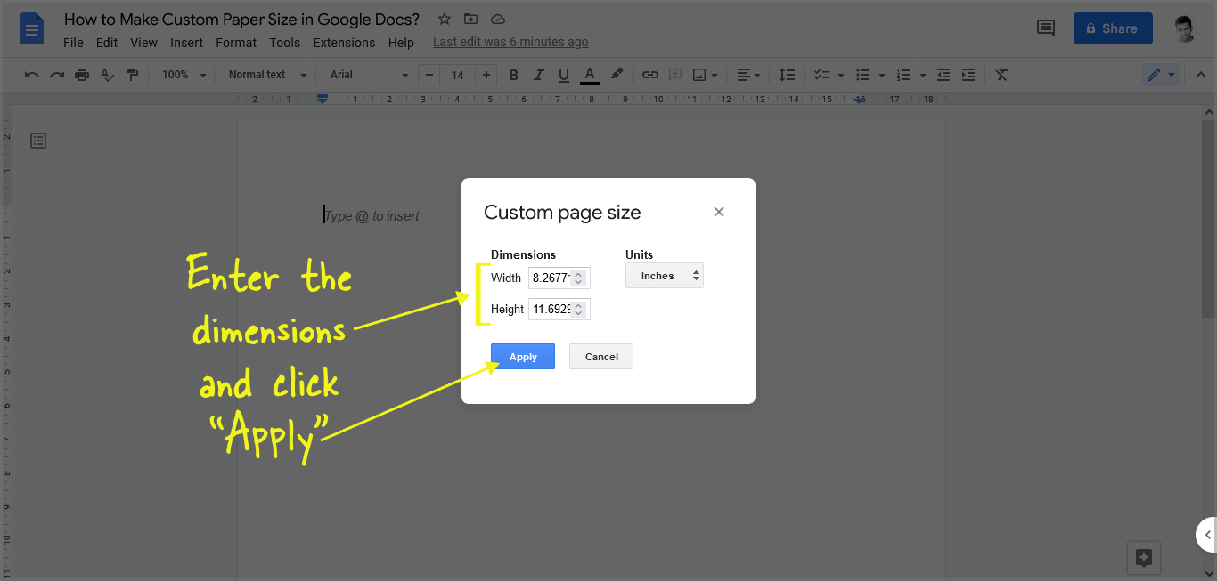 How to Make Custom Paper Size in Google Docs