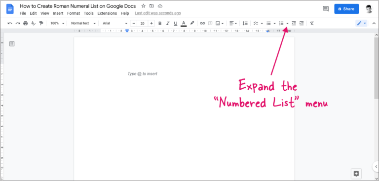 how-to-create-roman-numeral-list-on-google-docs