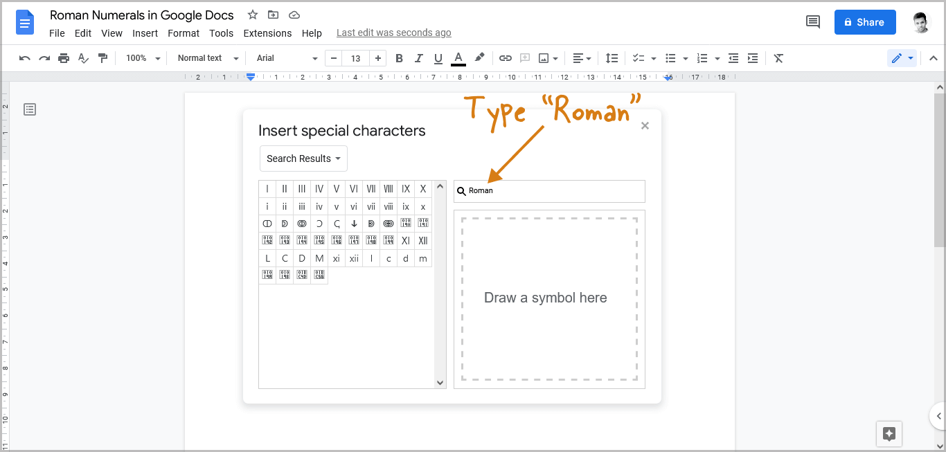 How to Do Roman Numerals in Google Docs