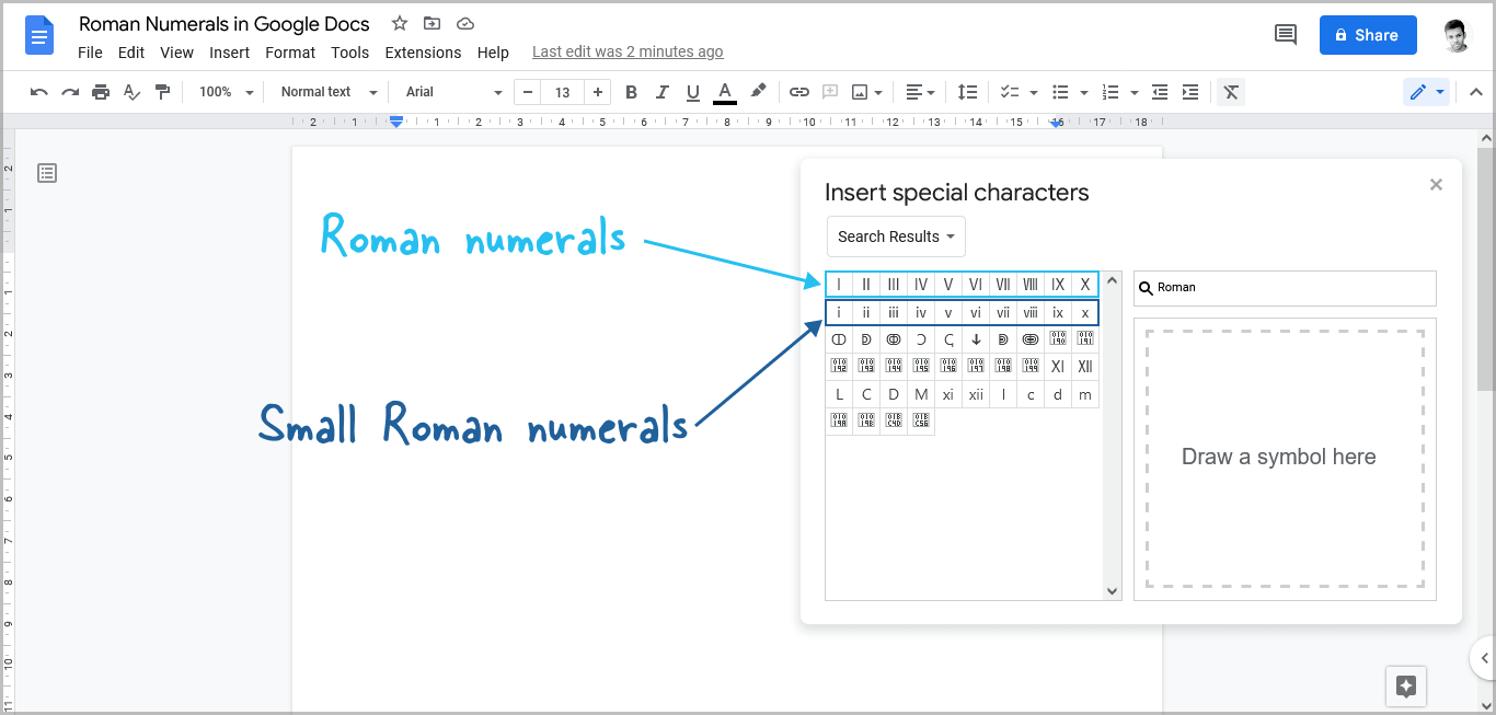 How to Do Roman Numerals in Google Docs (4 Easy Steps)