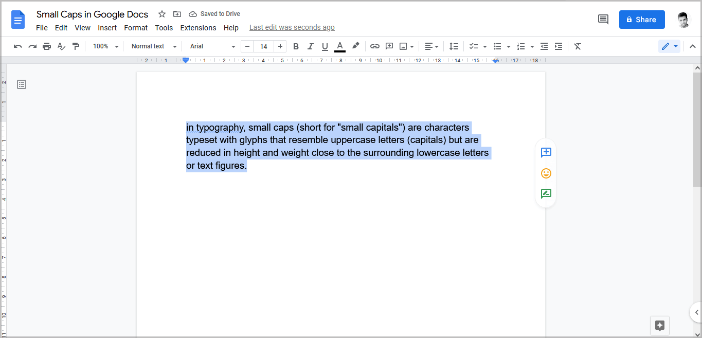 Small Caps in Google Docs