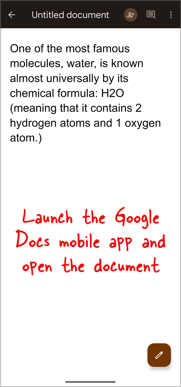 How to do a subscript in the Google Docs Android or iOS mobile App Step-1