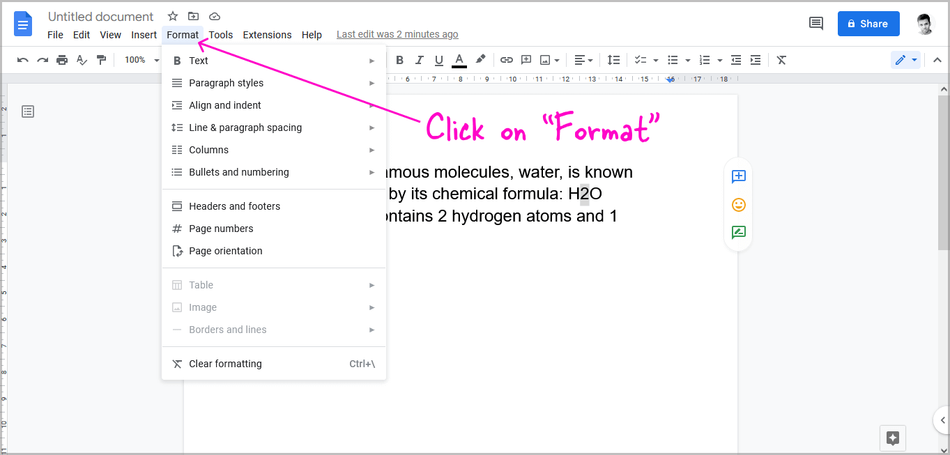 How to Do a Subscript in Google Docs in 4 Easy Steps