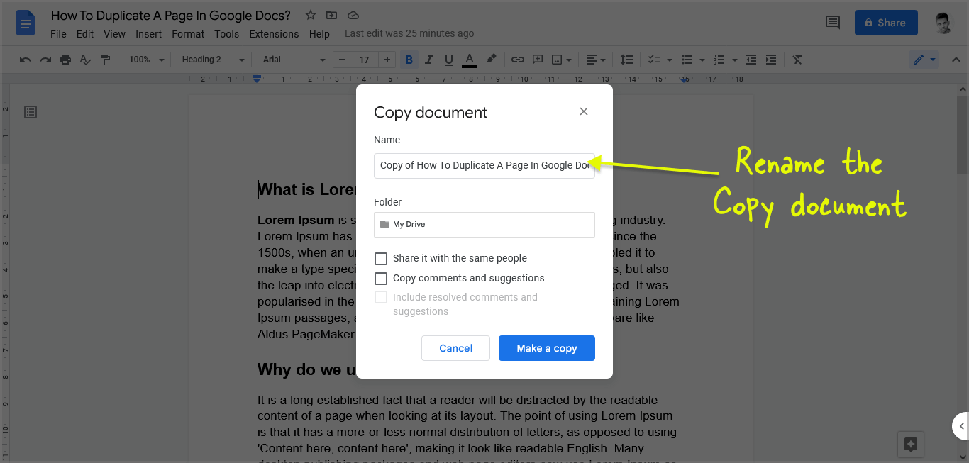 How to Duplicate a Page in Google Docs