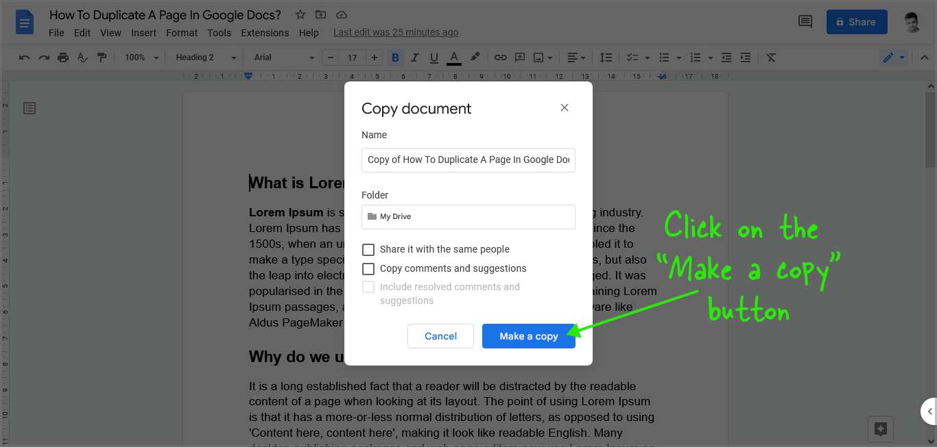 How to Duplicate a Page in Google Docs