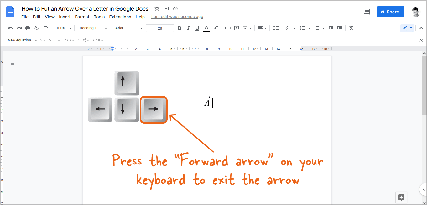 Arrow Over a Letter in Google Docs
