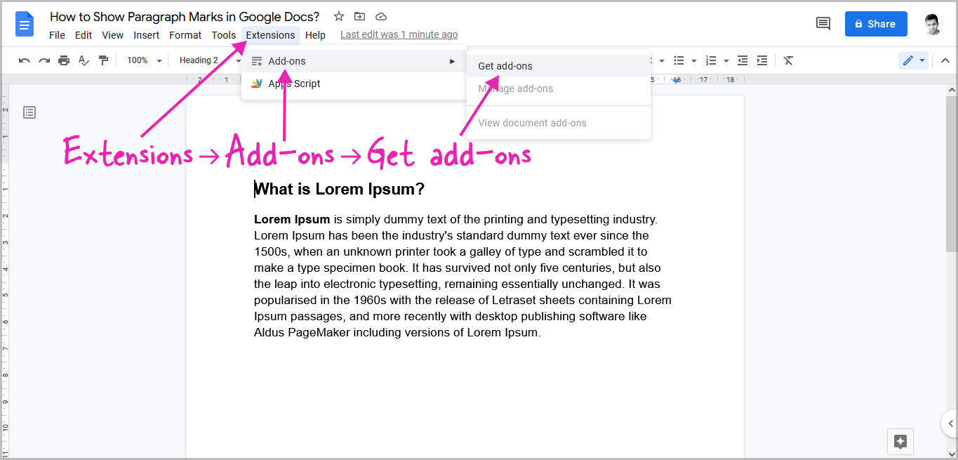 Show Paragraph Marks in Google Docs