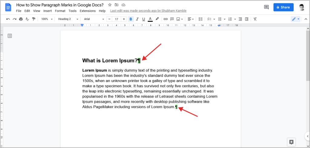 How To Turn On Paragraph Marks In Google Docs