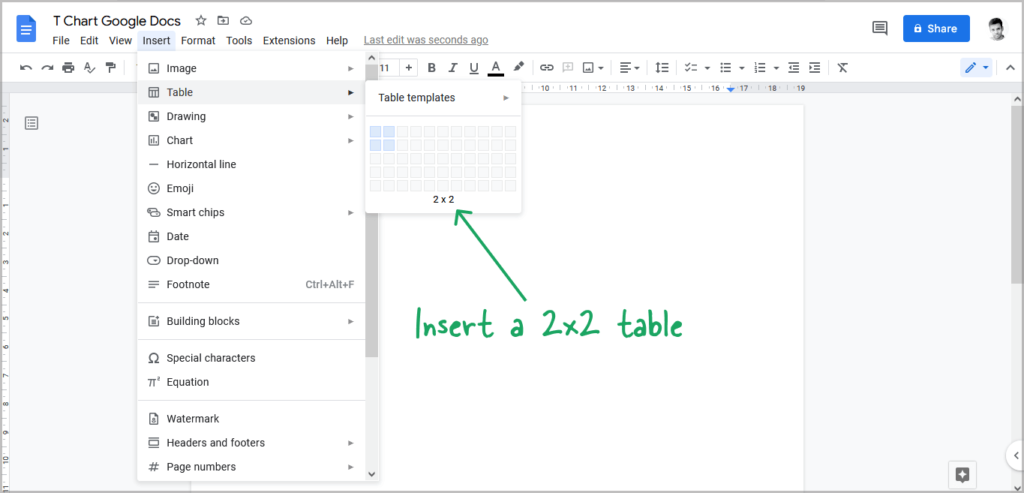 T Chart In Google Docs Tutorial Free Template 