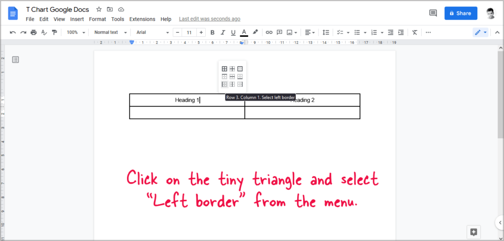  How To Make A T Chart In Google Docs Tutorial Free Template 