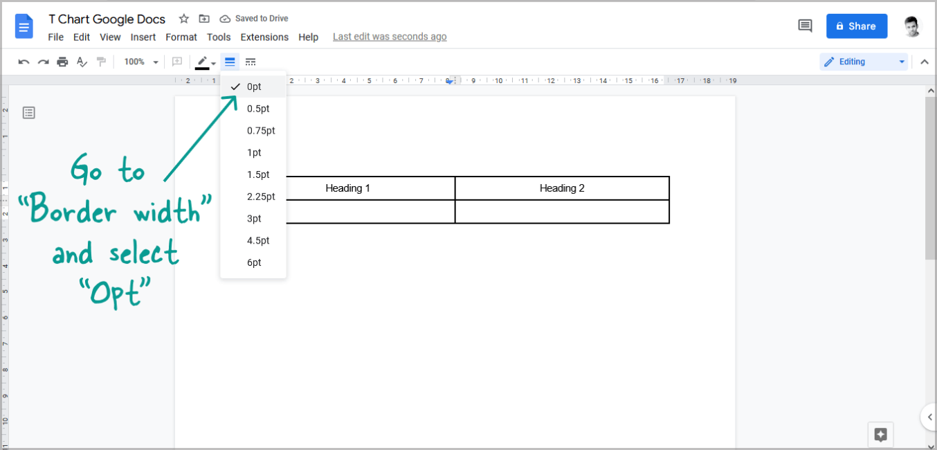 How To Make A T Chart In Google Docs