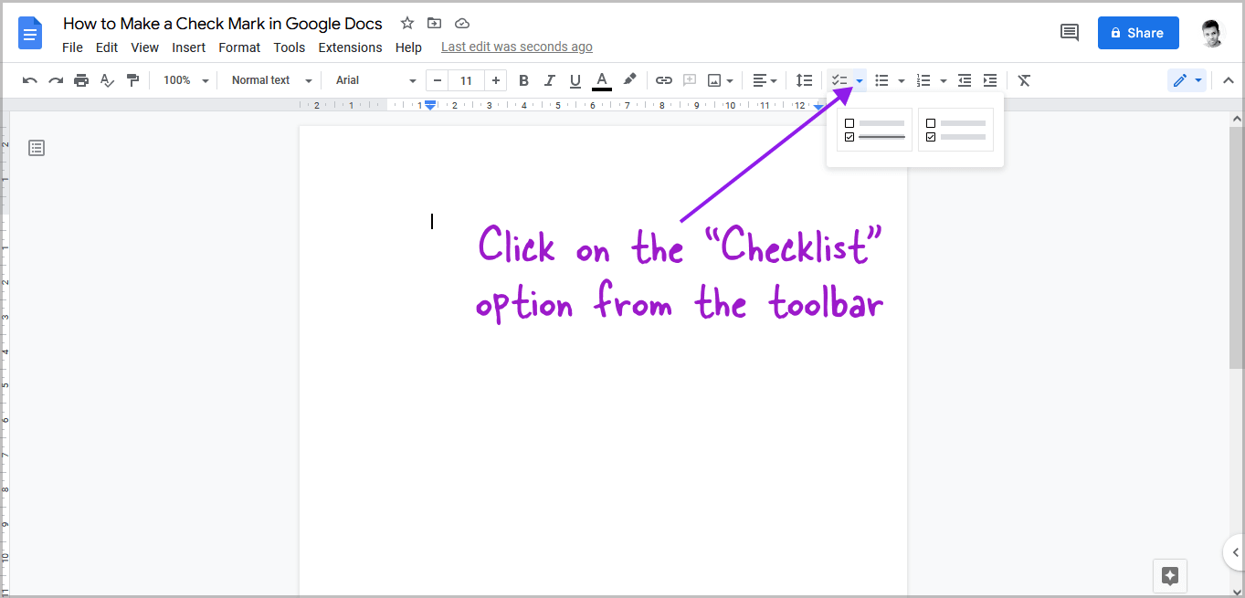Creating a Checklist in Google Docs