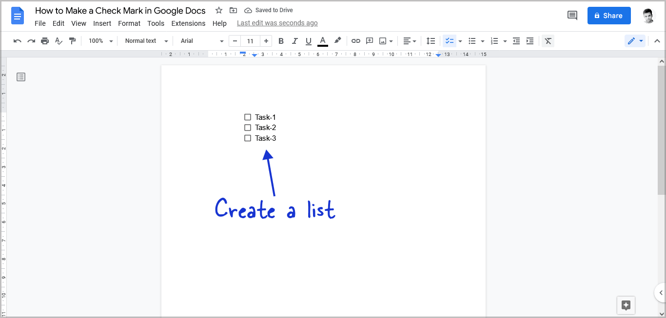 Creating a Checklist in Google Docs