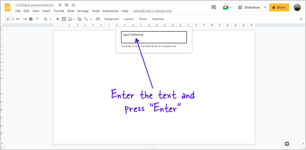 how to edit text in google slides app