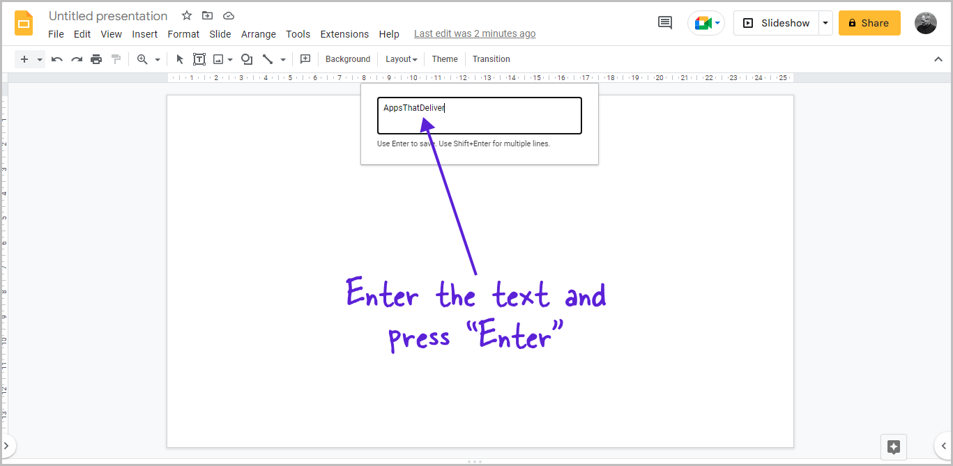 Google Slides Outline Text