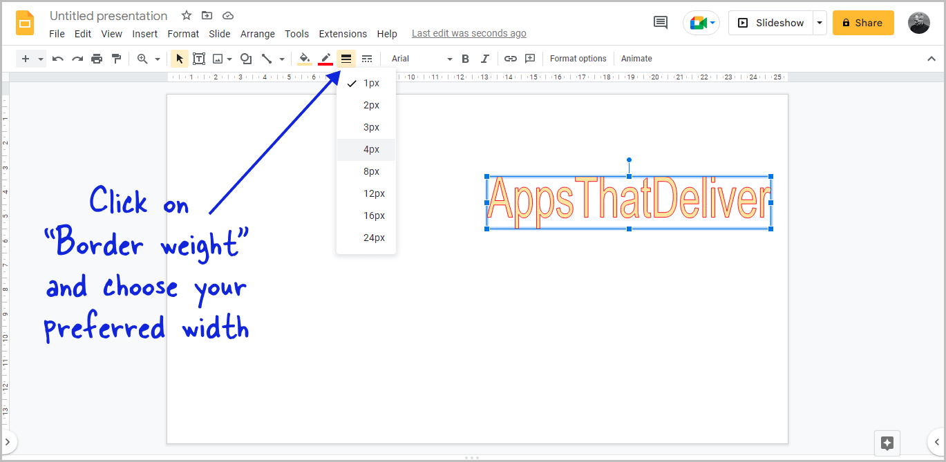 Google Slides Outline Text