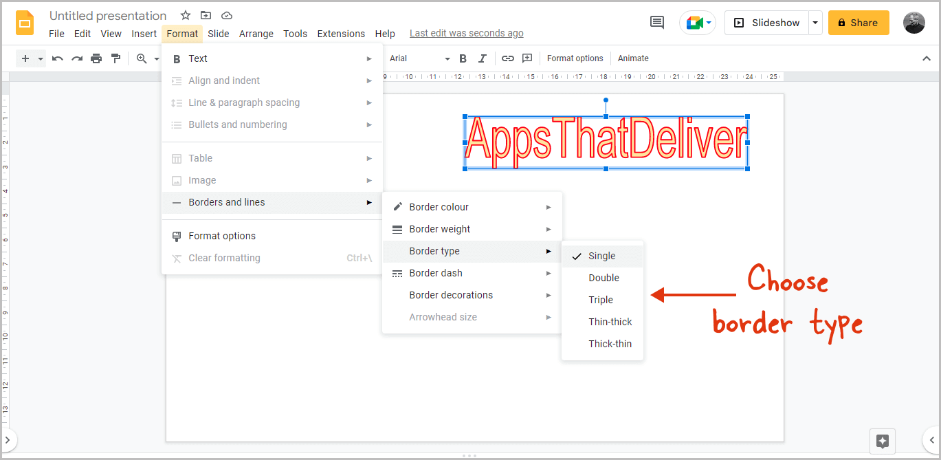 Google Slides Outline Text