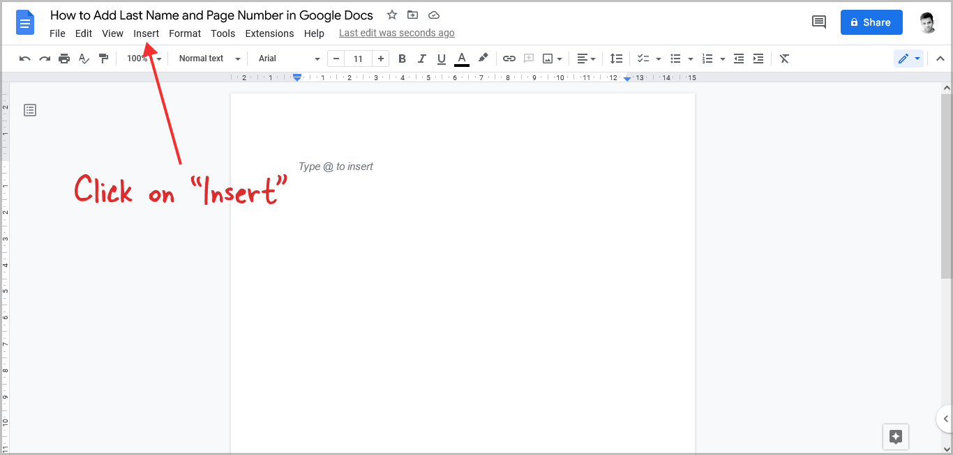 How To Add Last Name And Page Number In Google Docs