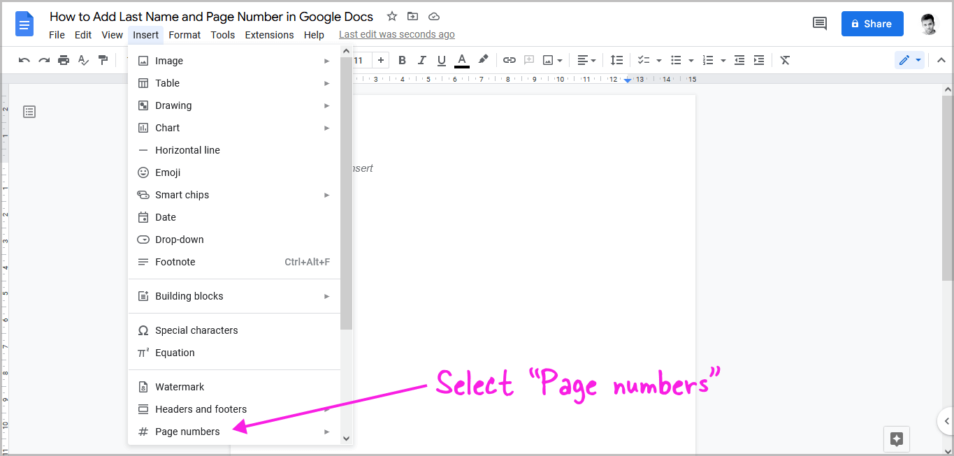 how-to-add-last-name-and-page-number-in-google-docs