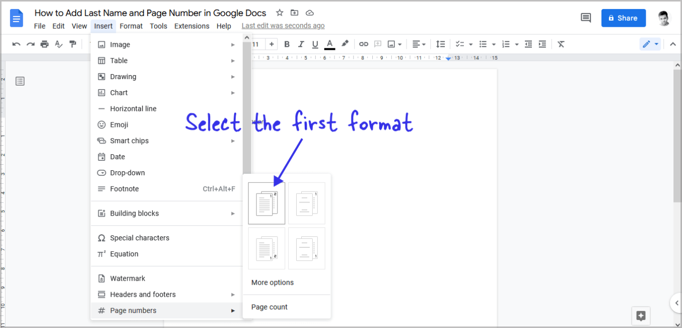 how-to-add-last-name-and-page-number-in-google-docs