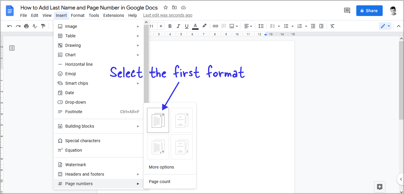 how-to-start-page-numbers-on-third-page-in-google-docs-youtube