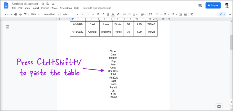 How to Convert Table to Text in Google Docs (4 Easy Steps)