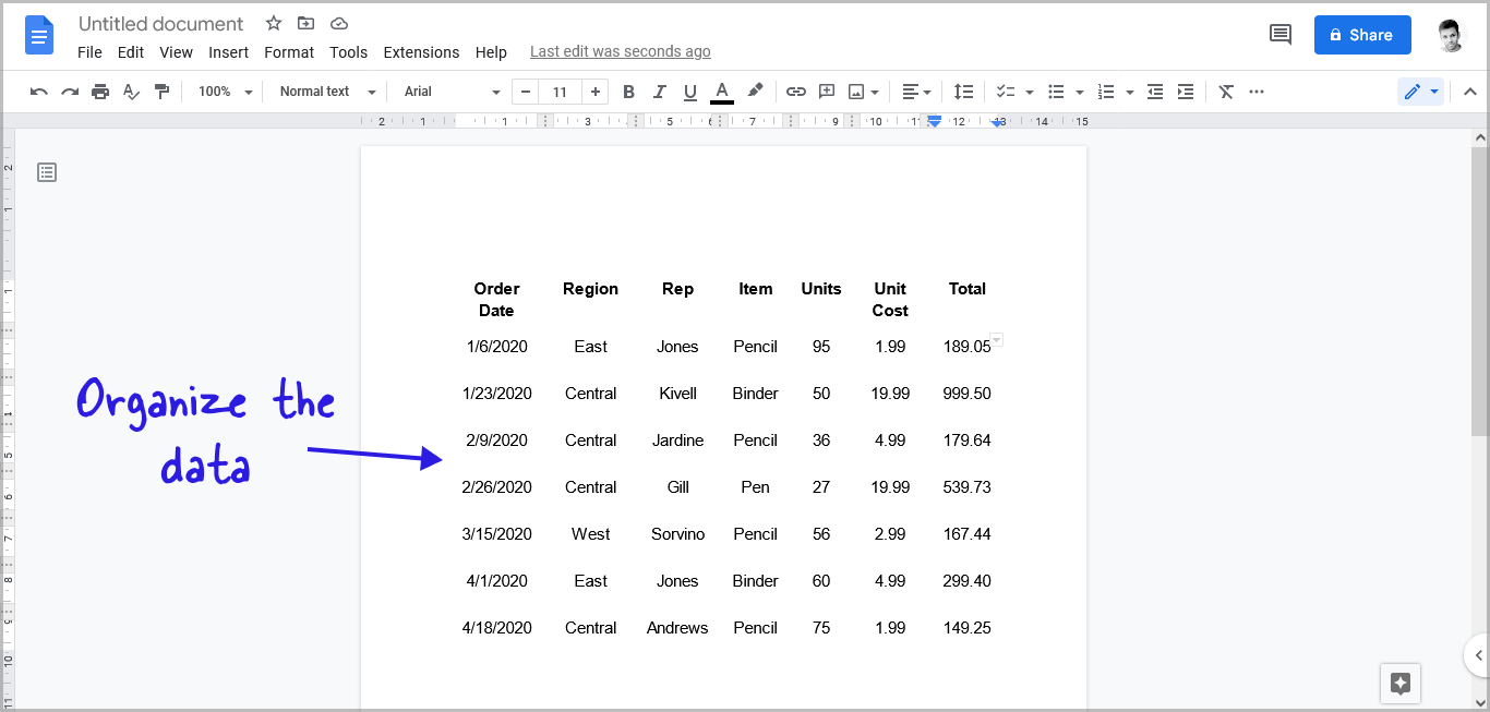 Convert Table to Text in Google Docs