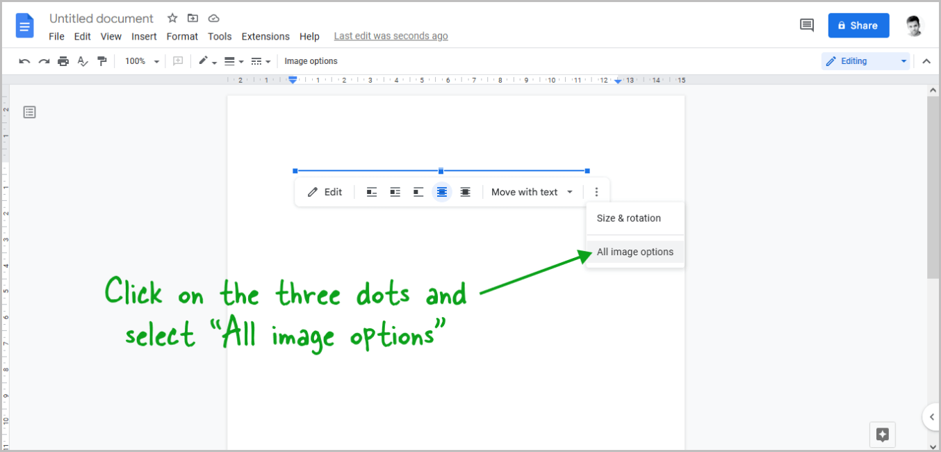 how to add dots between words in google docs