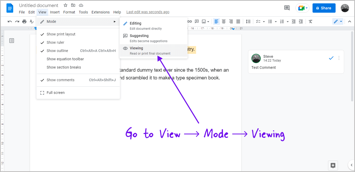 How to Hide Comments in Google Docs Method-2