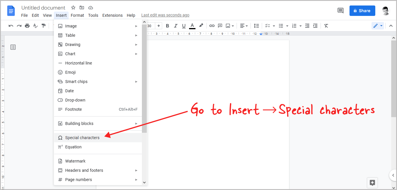 How to Insert a Delta Symbol in Google Docs