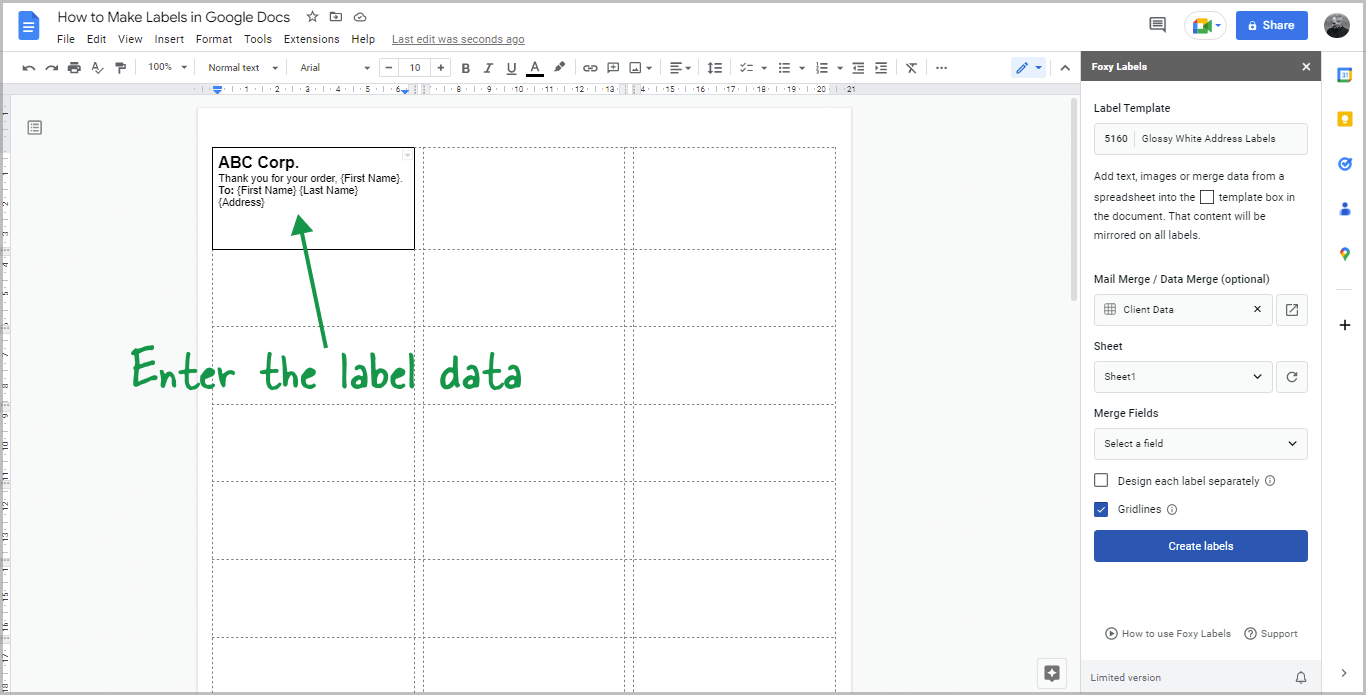 How to Make Labels in Google Docs Step-6