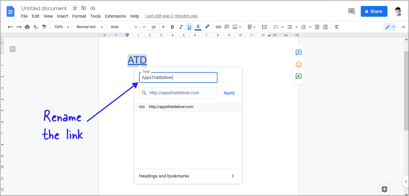 How to Rename a Link in Google Docs