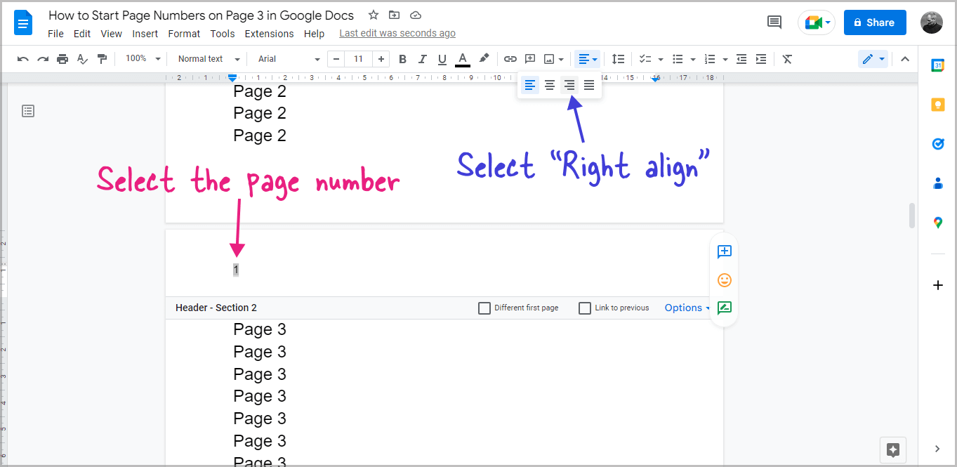 How To Start Page Numbers On Page 3 In Google Docs