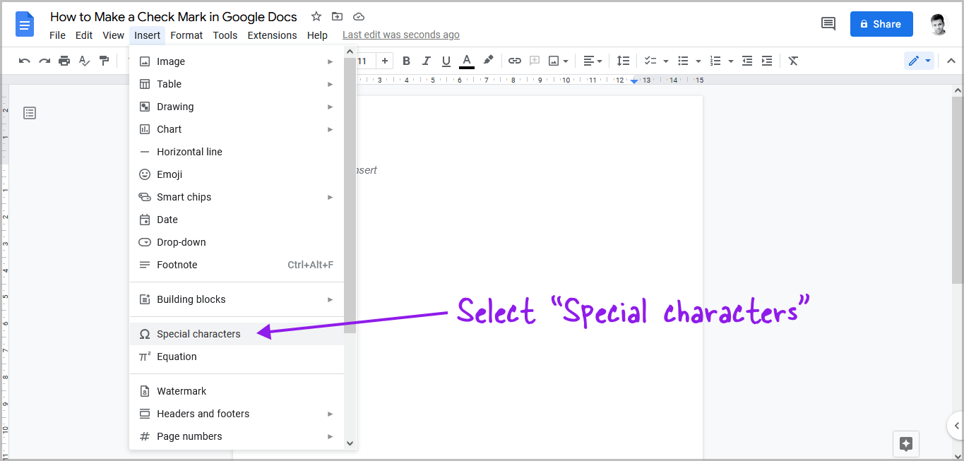 How To Make A Check Mark In Google Docs