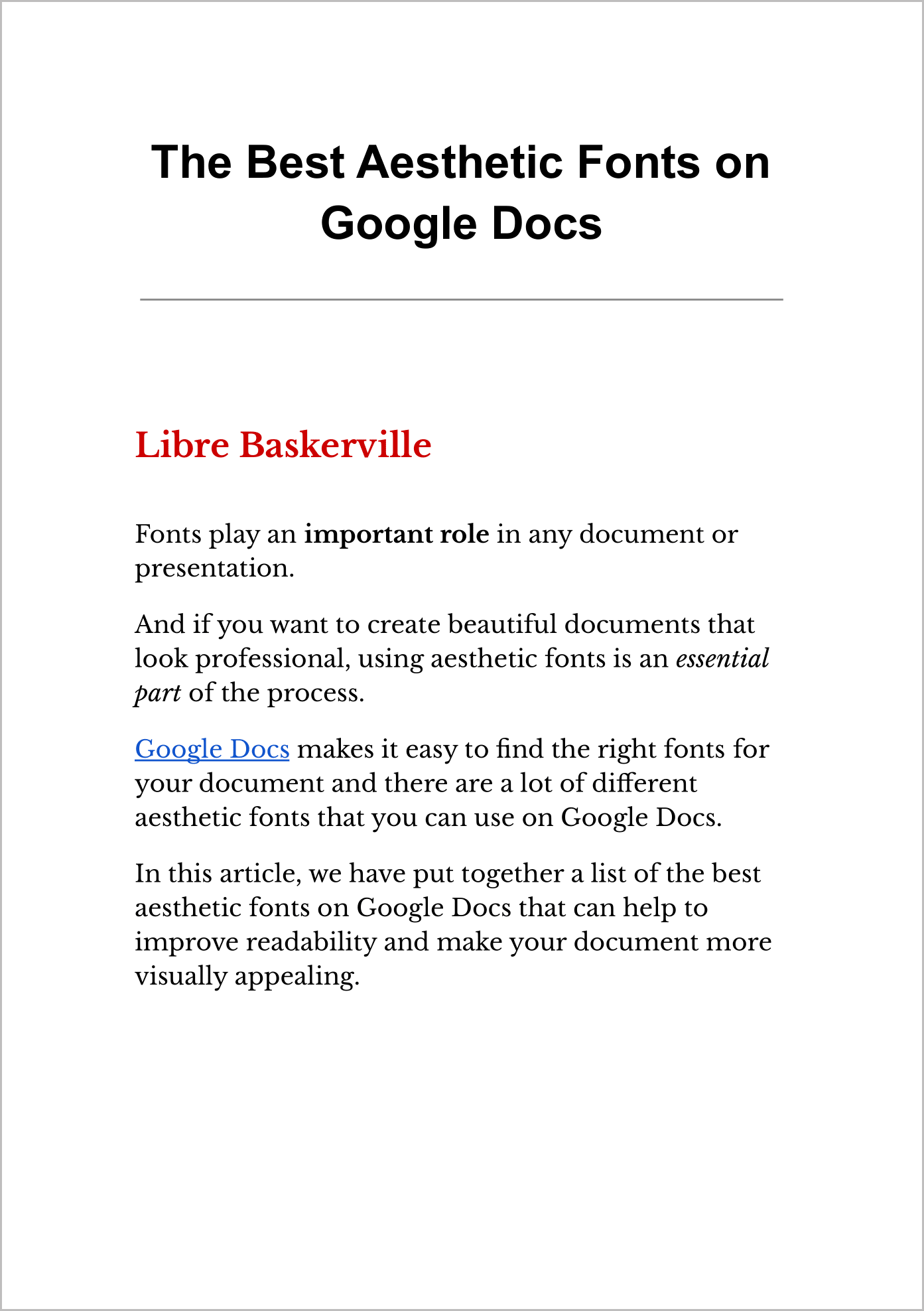 The Best Aesthetic Fonts On Google Docs In 2024   1. Aesthetic Fonts On Google Docs Libre Baskerville 