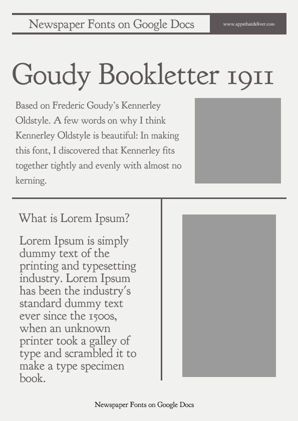 Newspaper Fonts on Google Docs