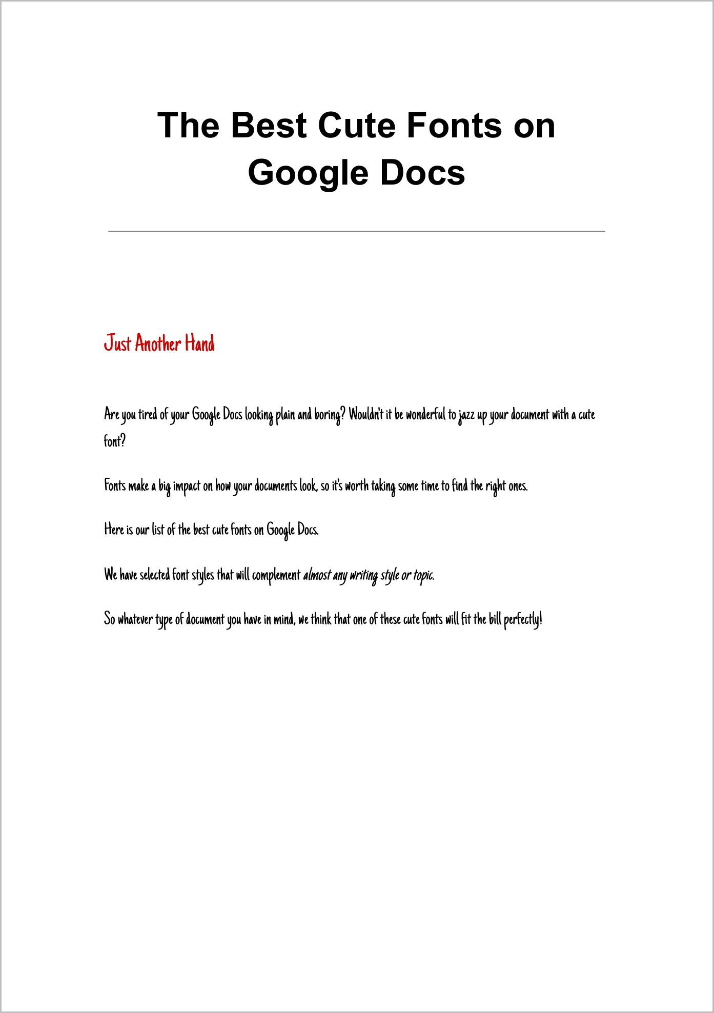 Cute Fonts on Google Docs