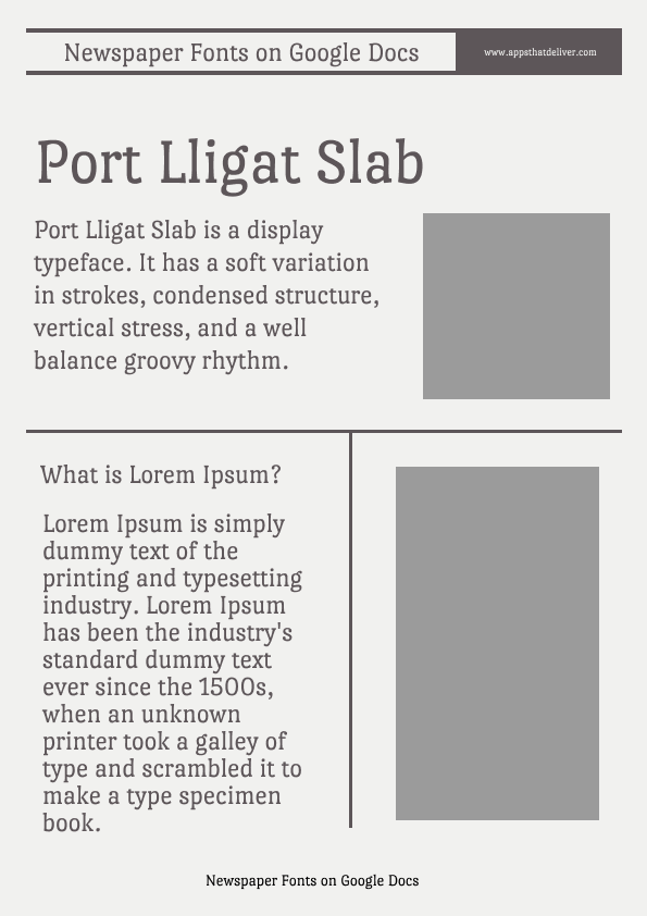 Newspaper Fonts on Google Docs