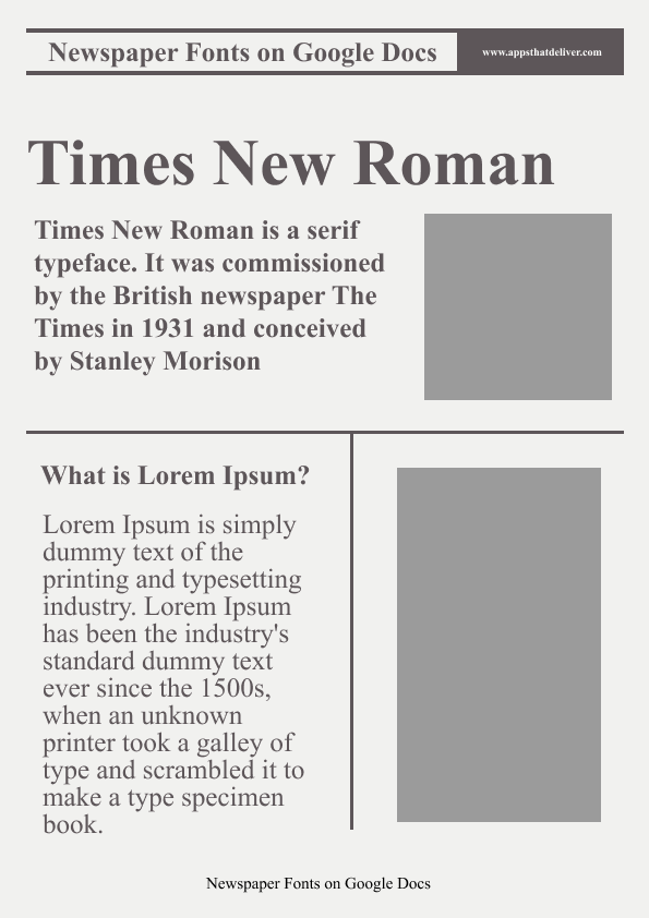 Newspaper Fonts on Google Docs