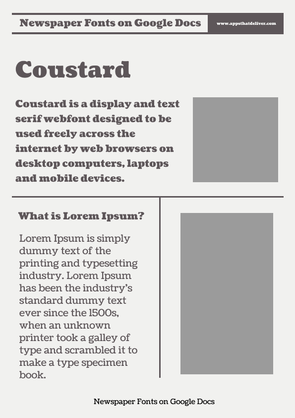 Newspaper Fonts on Google Docs