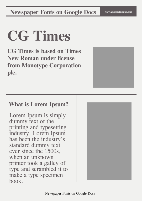 Newspaper Fonts on Google Docs