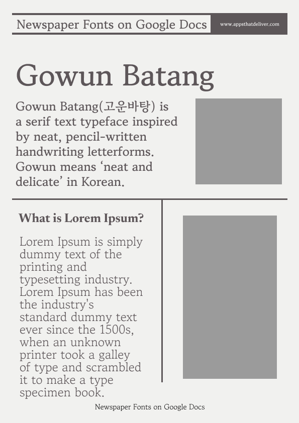 Newspaper Fonts on Google Docs