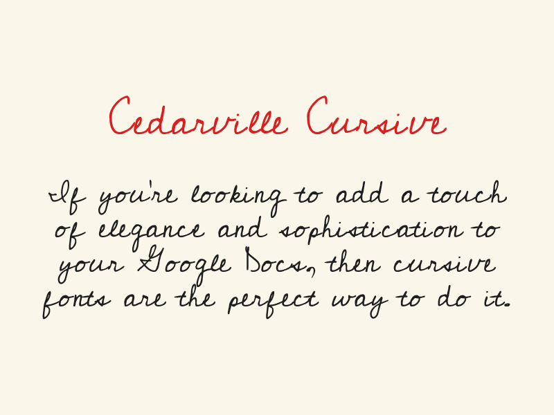 Cursive Fonts on Google Docs