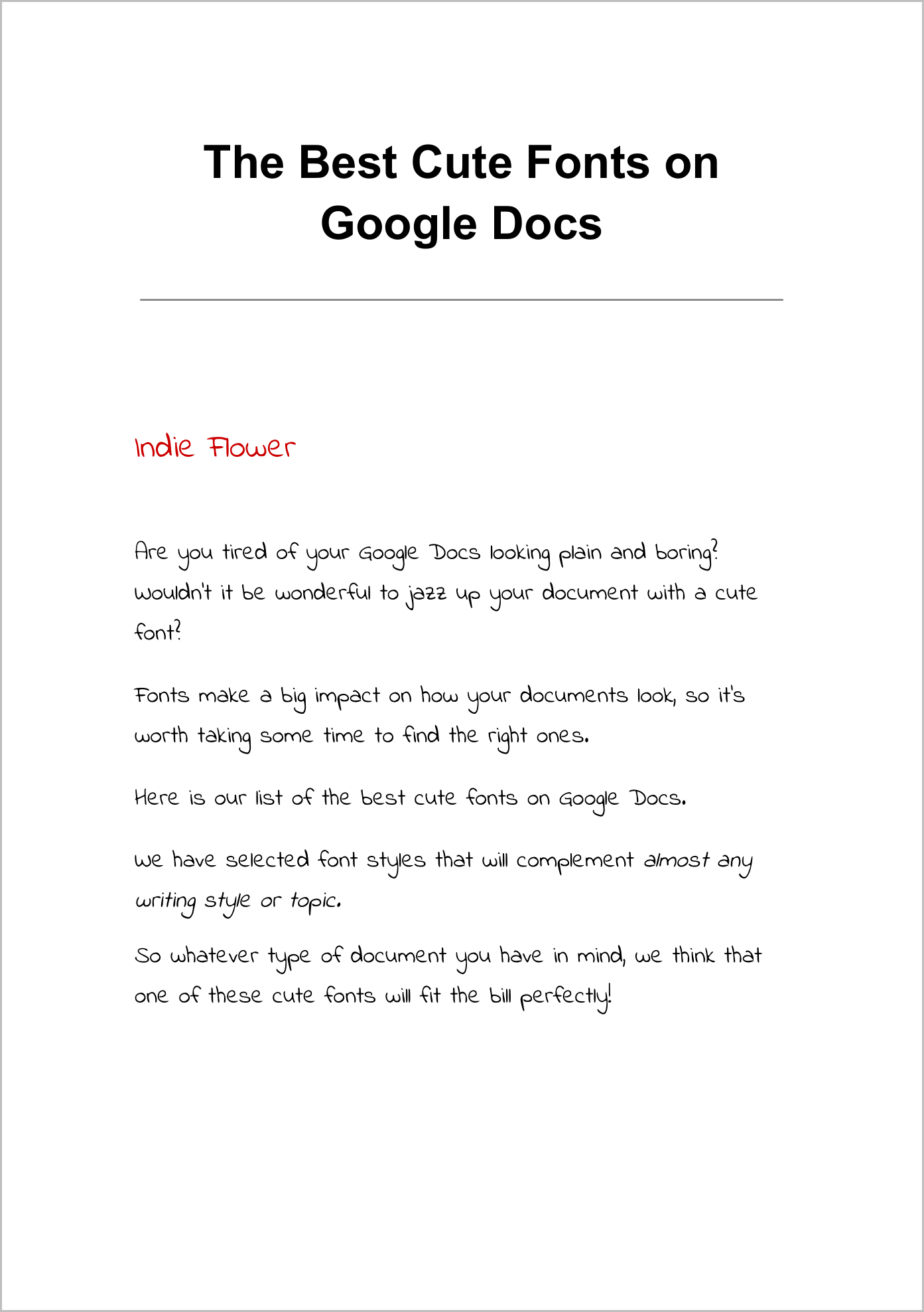 Cute Fonts on Google Docs