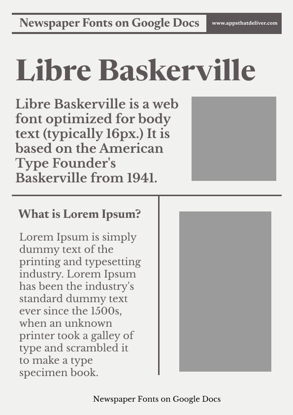 Newspaper Fonts on Google Docs