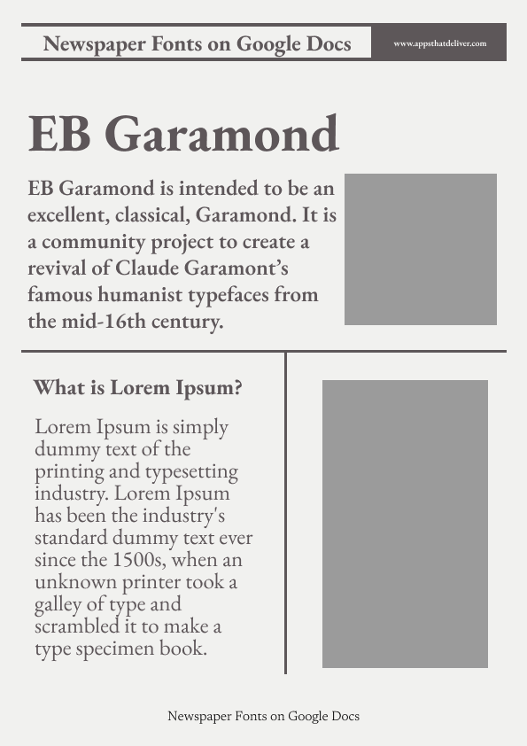 Newspaper Fonts on Google Docs