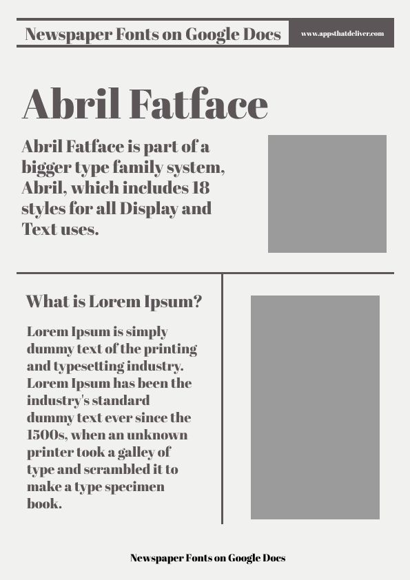 Newspaper Fonts on Google Docs